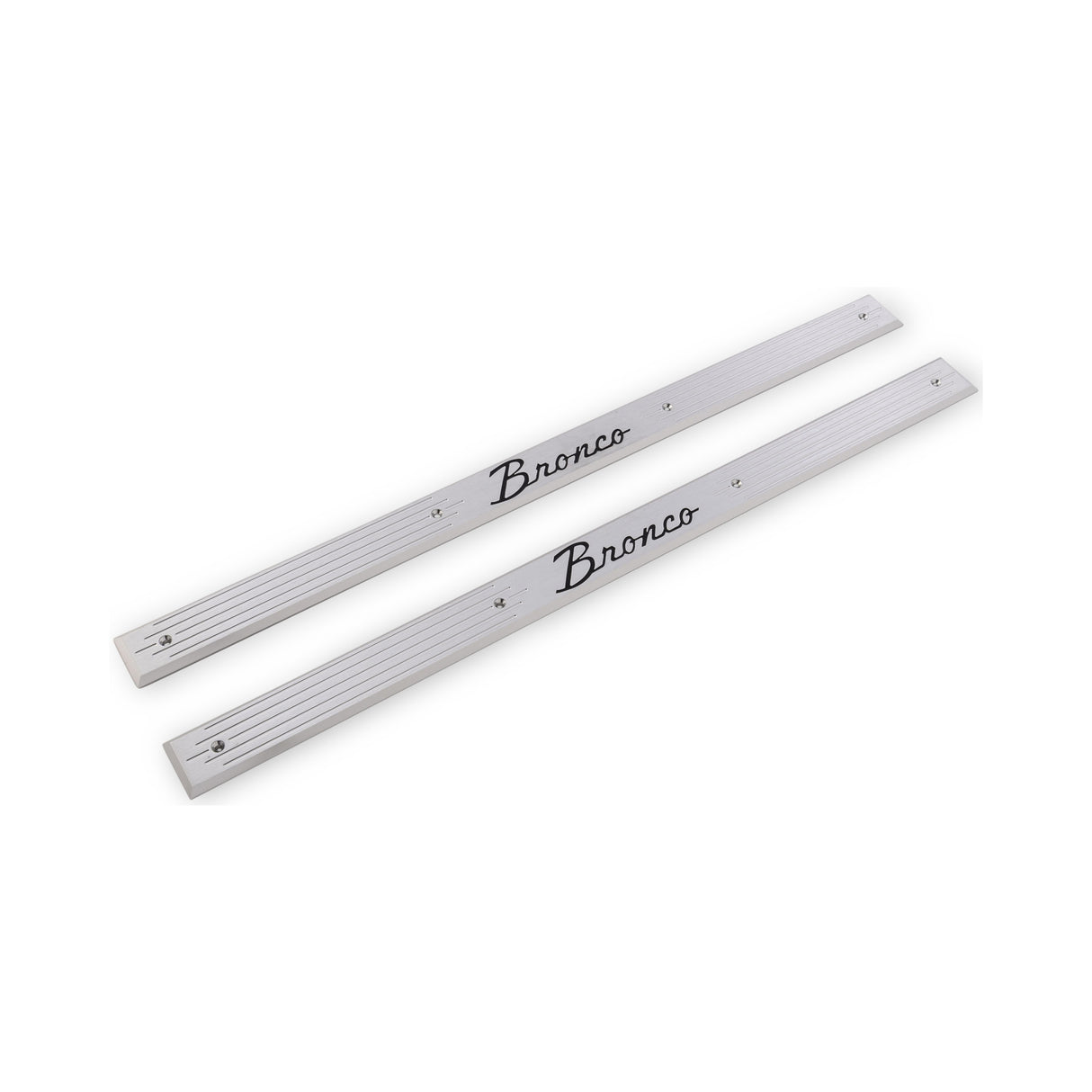 Scott Drake Door Sill Plates with Bronco Logo Billet Aluminum Pair - C6TZ-6513208-B