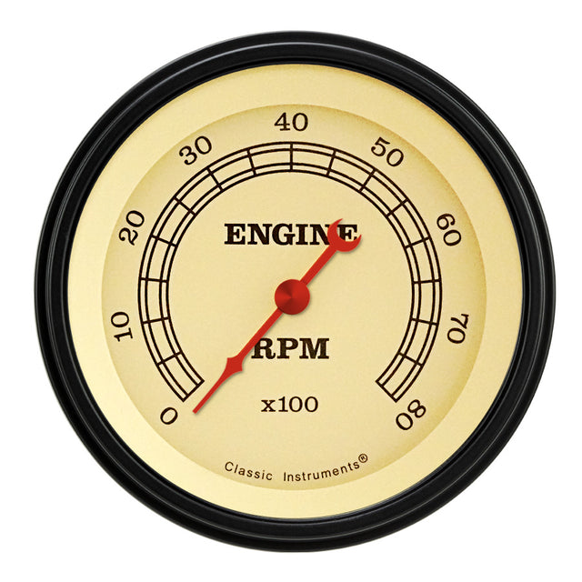 Classic Instruments Vintage 3" Tachometer Gauge (8000 RPM) - VT80BLF