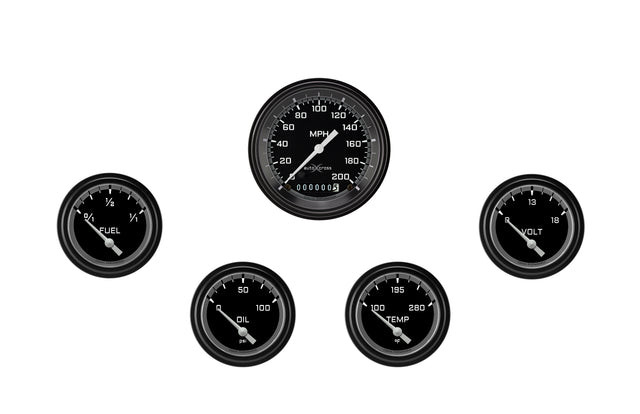 Classic Instruments AutoCross Gray Five Gauge Set 200 - AX200GBLF
