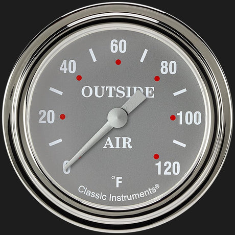 Classic Instruments Silver Gray 2 5/8" Outside Air Temp Gauge - SG399SLF