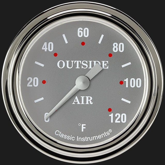 Classic Instruments Silver Gray 2 5/8" Outside Air Temp Gauge - SG399SLF