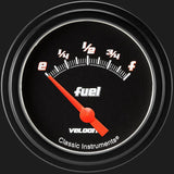 Classic Instruments Velocity Black 2 5/8" Fuel Gauge, 0-30 ohm - VS214BBLF
