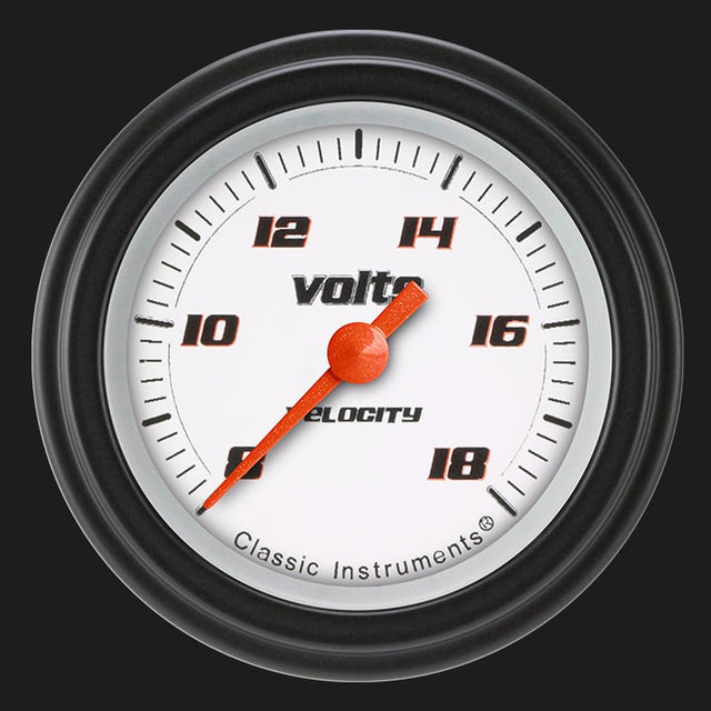 Classic Instruments Velocity White 2 1/8" Voltage Gauge - VS130WBLF