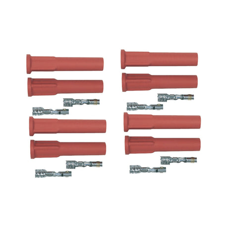 MSD Pro Race Spark Plug Boot & Terminal Kit, Straight, Red, Set of 8 - 8854