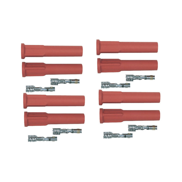 MSD Pro Race Spark Plug Boot & Terminal Kit, Straight, Red, Set of 8 - 8854