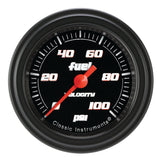 Classic Instruments Velocity Black 2-1/8" Fuel Pressure Gauge (100 PSI) - VS146BBLF