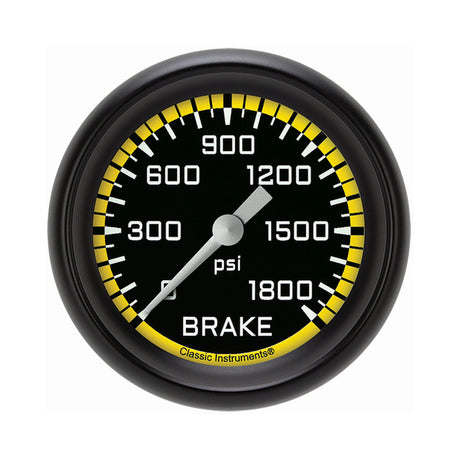 Classic Instruments Autocross Yellow 2 5/8" Brake Pressure Gauge - AX367YBPF