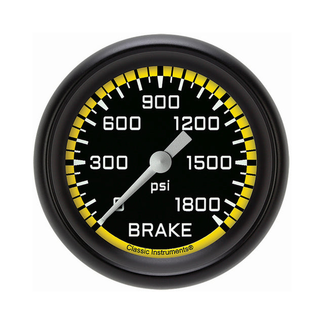 Classic Instruments Autocross Yellow 2 5/8" Brake Pressure Gauge - AX367YBPF