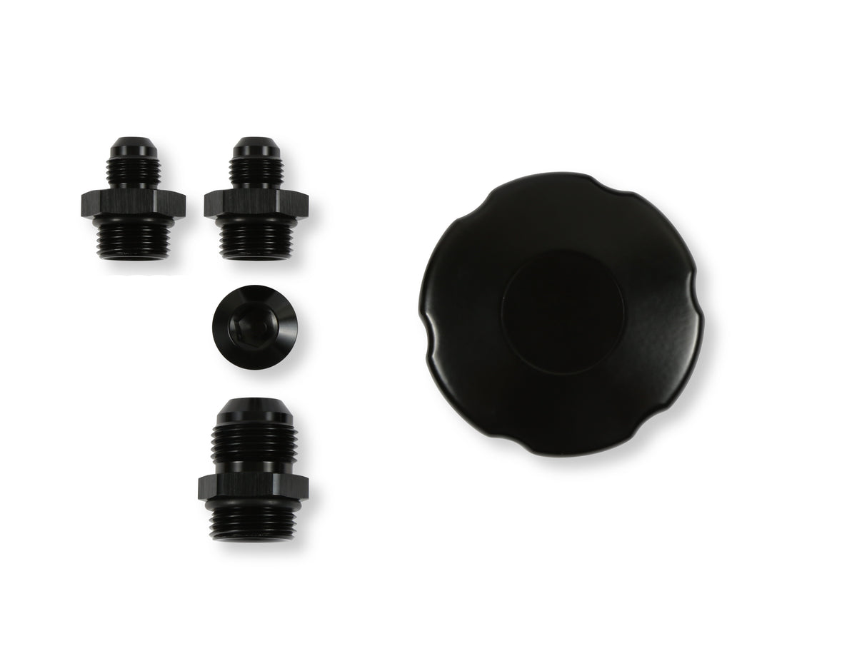 Holley 198-212 Power Steering Remote Reservoir - Black Aluminum with Bracket