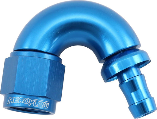 Aeroflow 510 Series Full Flow Tight Radius Push Lock 150° Hose End -6AN To 5/16" (8mm) Barb (AF515-06-05) AF515-06-05