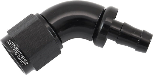 Aeroflow 510 Series Full Flow Tight Radius Push Lock 60° Hose End -6AN To 5/16" (8mm) Barb (AF518-06-05BLK) AF518-06-05BLK