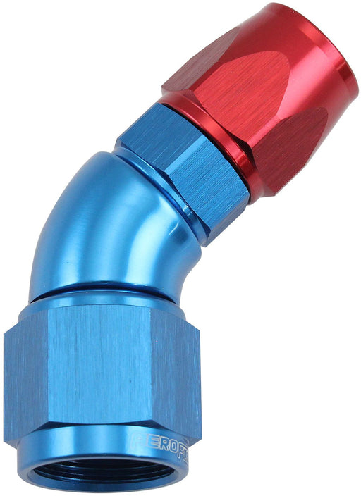 Aeroflow 200 Series Teflon Style One Piece 45 Degree Stepped Hose End -8AN to -8 Hose (AF572-06-08D) AF572-06-08D