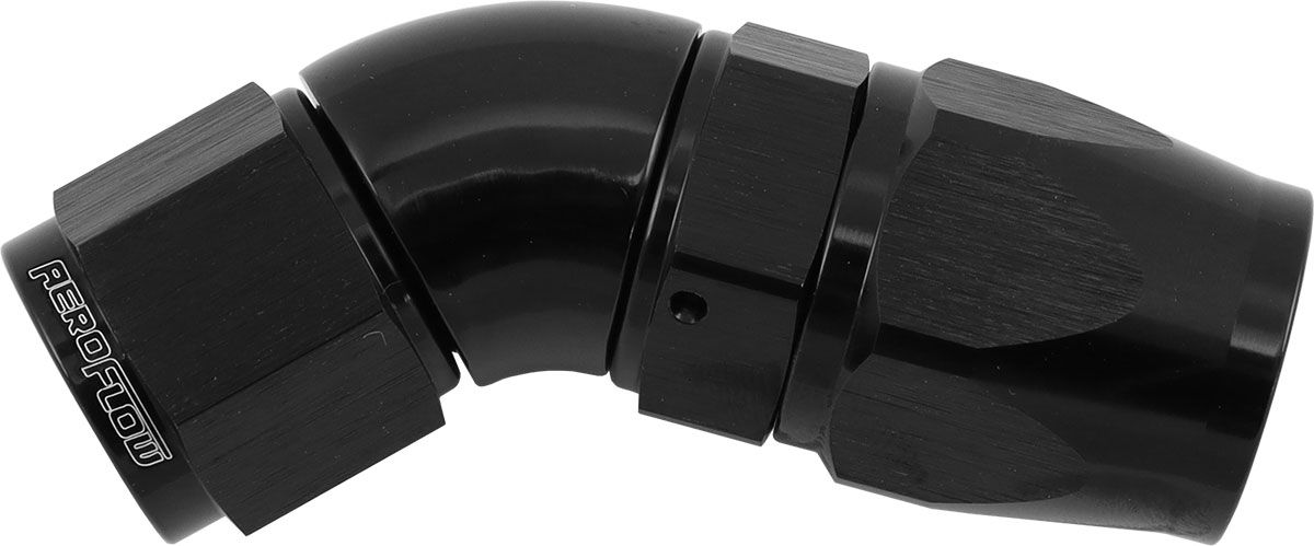 Aeroflow 200 Series Teflon Style One Piece 45 Degree Stepped Hose End -8AN to -10 Hose (AF572-10-08DBLK) AF572-10-08DBLK