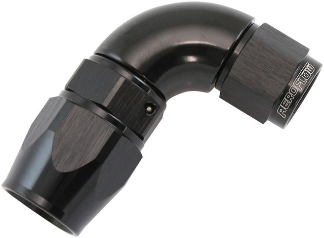 Aeroflow 200 Series Teflon Style One Piece 90 Degree Stepped Hose End -6AN to -8 Hose (AF573-08-06DBLK) AF573-08-06DBLK