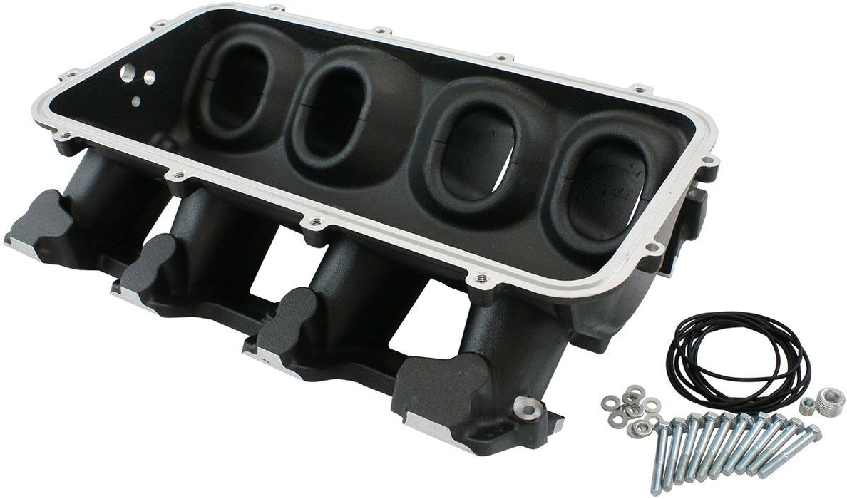 Aeroflow Low Rise NON-EFI GM LSCathedral Port Intake ManifoldBase, Black Finish (AF6279-5000)