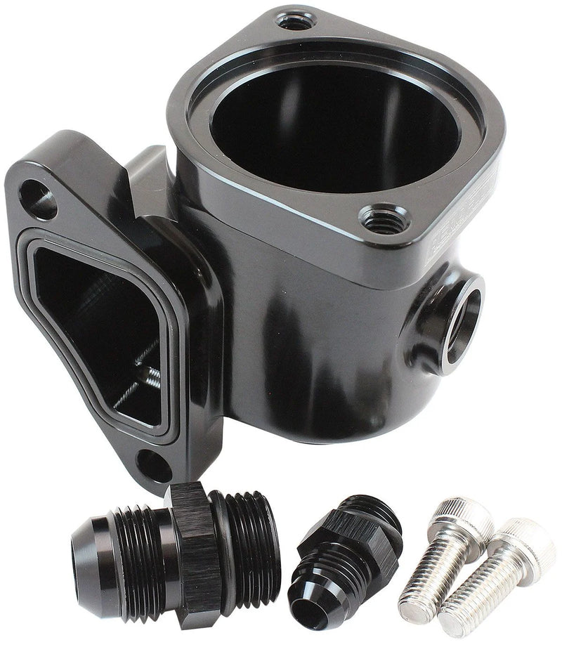 Aeroflow Billet Aluminium Lower Thermostat Housing - Black (AF64-4136BLK)