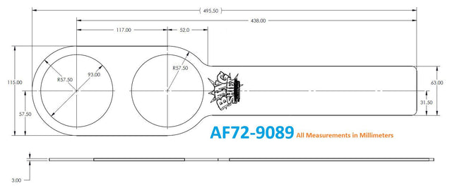 Aeroflow Bang Shift Vertical Cup Holder Plate (AF72-9089) AF72-9089