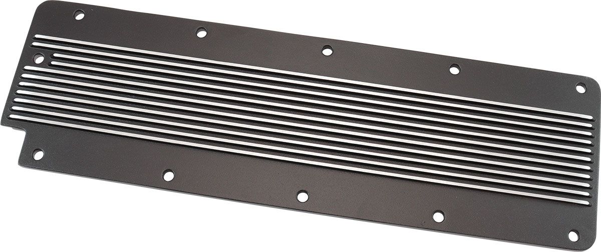 Aeroflow GM LS2 Finned Valley Plate, Black Finish (AF77-5028BLK) AF77-5028BLK