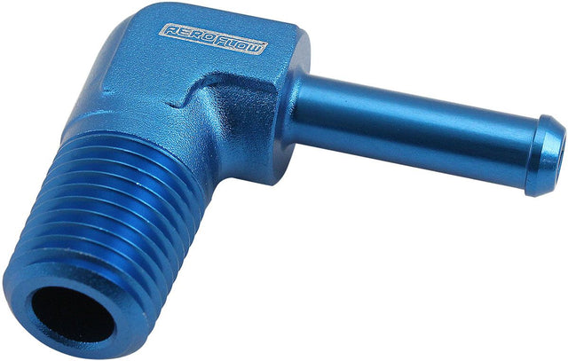 Aeroflow Male NPT to Barb 90 Degree Adapter 1/4" to 1/4" (AF842-04-04) AF842-04-04