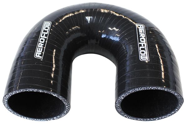 Aeroflow Gloss Black 180° Silicone Elbow Hose 3-1/2" (89mm) I.D (AF9206-350)