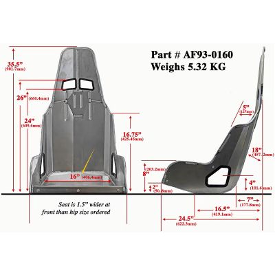 Aeroflow Pro Street Drag 16" Aluminium Race Seat, Raw Finish