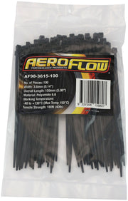Aeroflow Heat Resistant Cable Ties 3.6mm Wide x 150mm Long - 100 Pack (AF98-3615-100)