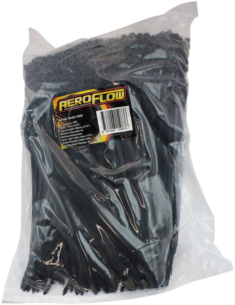 Aeroflow Screw Mounted Cable Ties 7.6mm Wide x 400mm Long - 1000 Pack (AF98-7640-1000)
