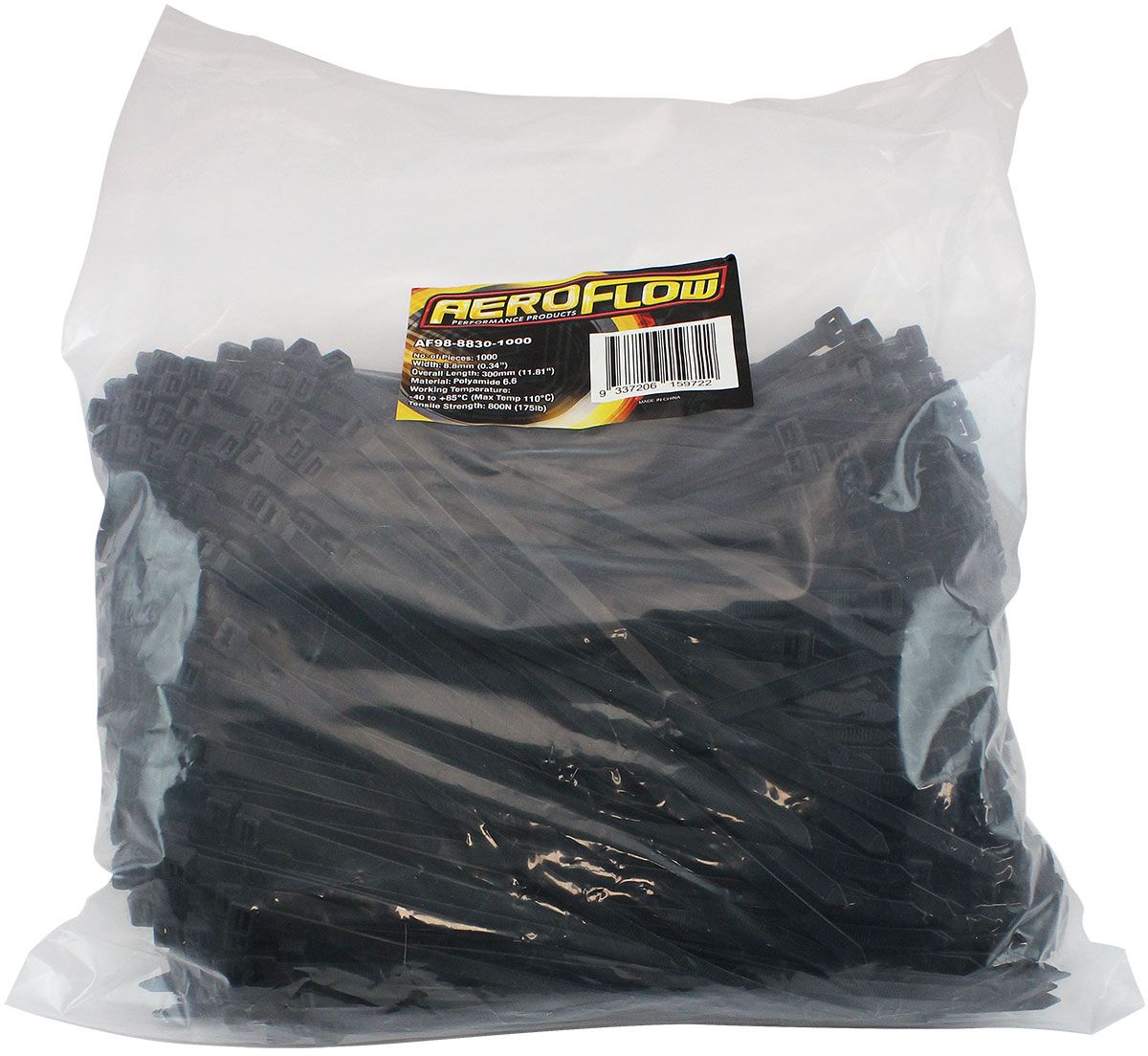 Aeroflow Standard Cable Ties 8.8mm Wide x 300mm Long - 100 Pack (AF98-8830-1000)
