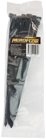 Aeroflow Standard Cable Ties 8.8mm Wide x 300mm Long - 25 Pack (AF98-8830-25)