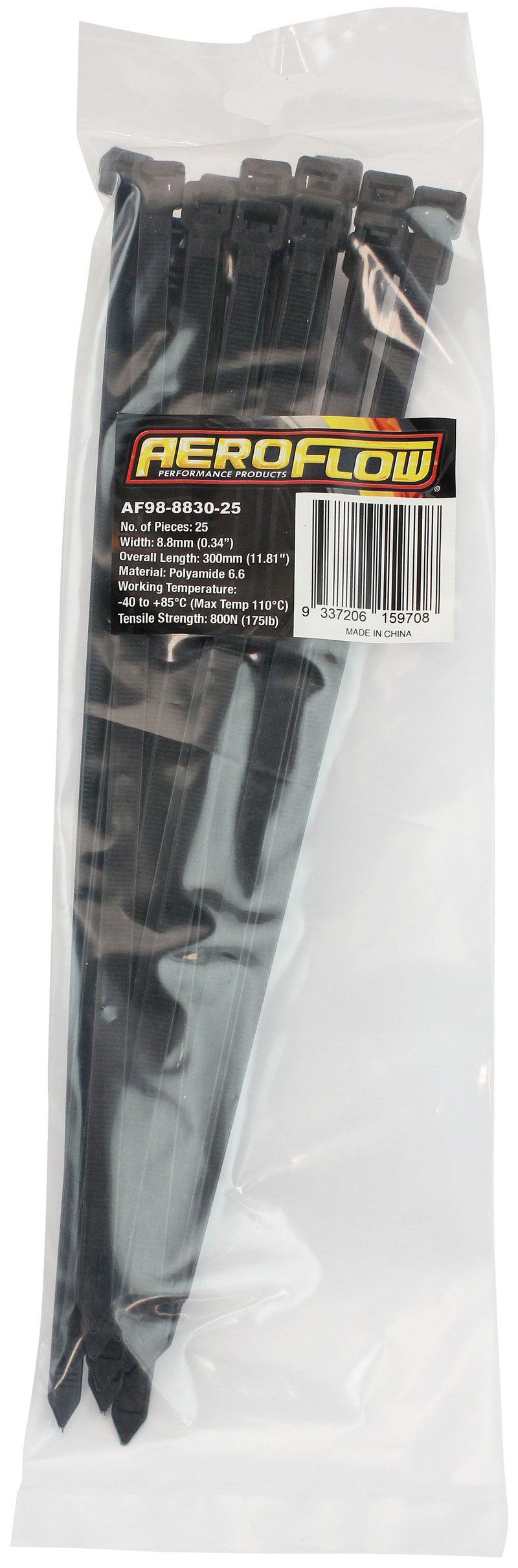 Aeroflow Standard Cable Ties 8.8mm Wide x 300mm Long - 25 Pack (AF98-8830-25)
