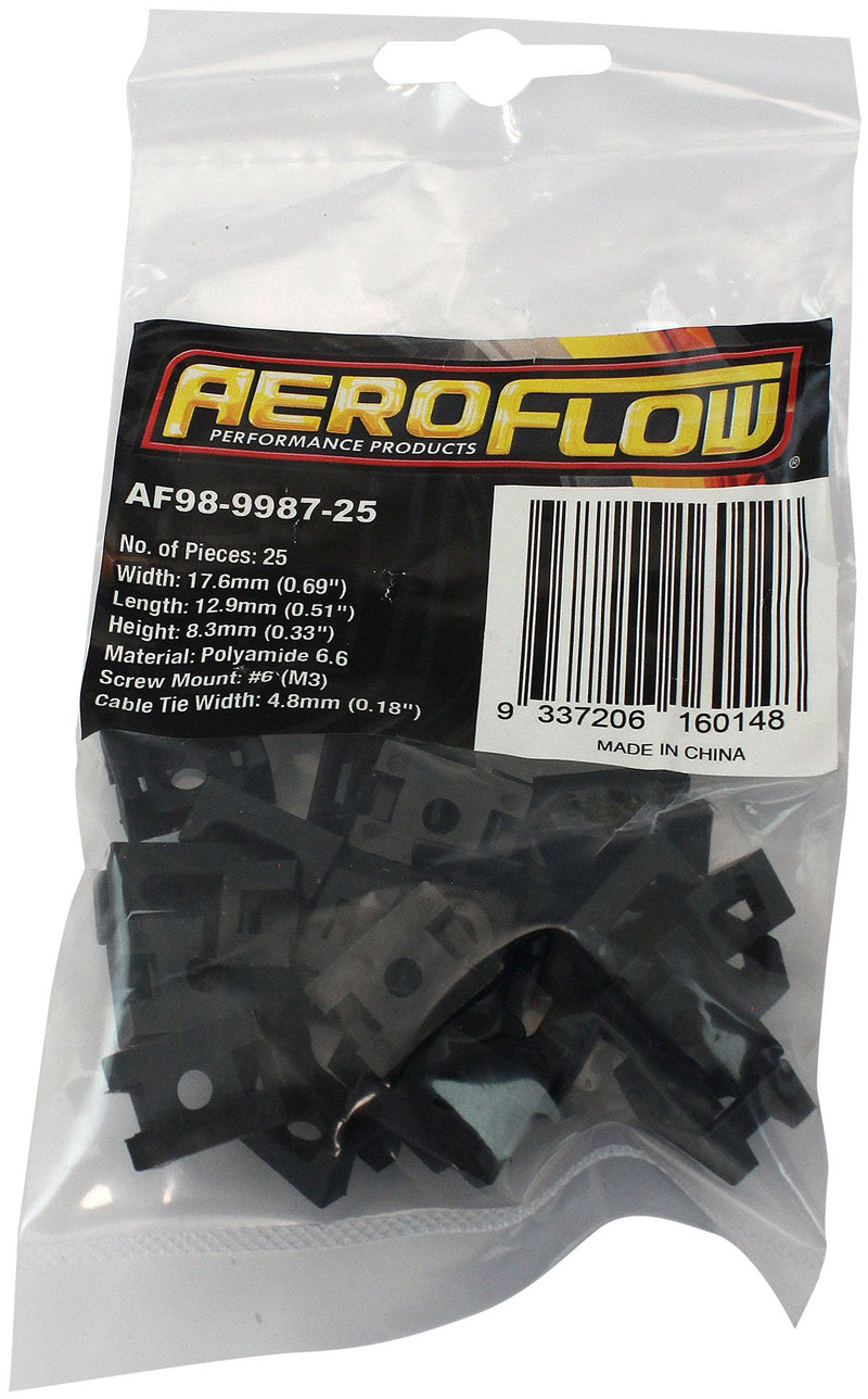 Aeroflow Cable Tie Screw Mount 17.6mm x 12.9mm - 25 Pack (AF98-9987-25)