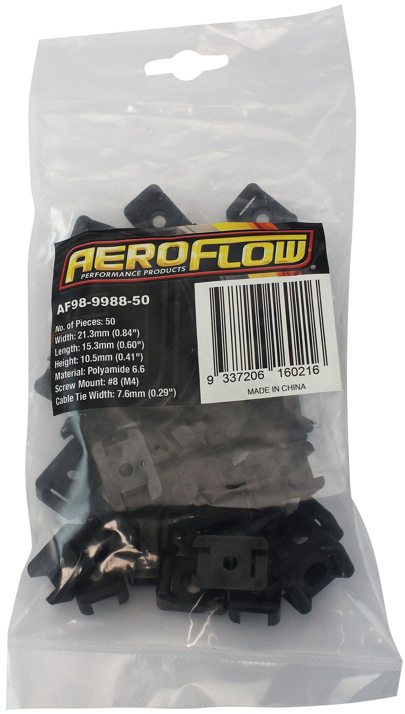 Aeroflow Cable Tie Screw Mount 22.3mm x 16mm - 50 Pack (AF98-9988-50)