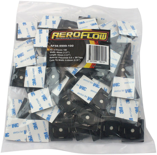 Aeroflow Cable Tie Self Adhesive Mount 40mm x 40mm - 100 Pack (AF98-9999-100)
