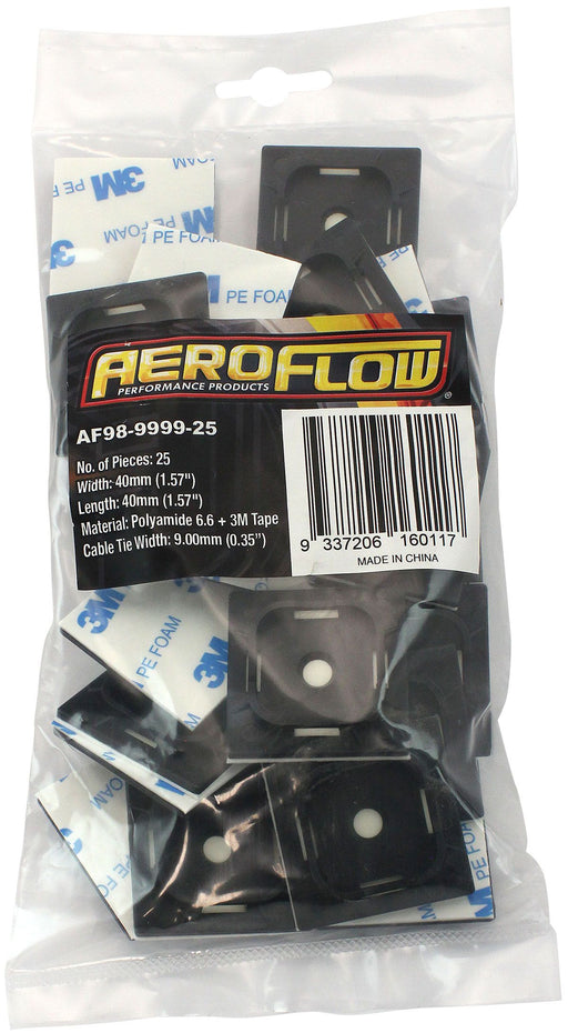 Aeroflow Cable Tie Self Adhesive Mount 40mm x 40mm - 25 Pack (AF98-9999-25)