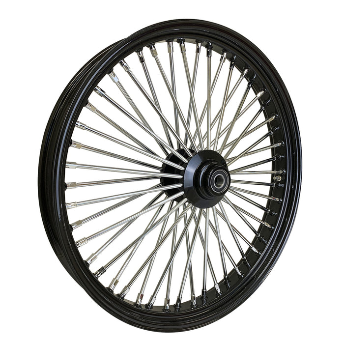 Attitude Inc Wheel, Front, MaxSpoke, Black/Chrome Spoke, For Harley-Davidson , 21X2.15 Dual Disc, 3/4''Axle, Each - ATT-37-513