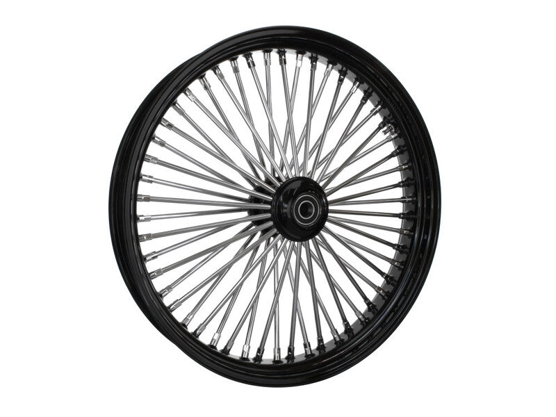 Attitude Inc Wheel, Front, MaxSpoke, Black/Chrome Spoke, For Harley-Davidson , 21X2.15 Dual Disc, 3/4''Axle, Each - ATT-37-513