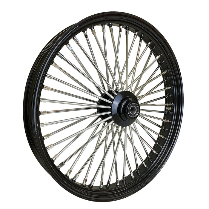 Attitude Inc Wheel, Front, MaxSpoke, Black/Chrome Spoke, For Harley-Davidson , 21 x 3.5 Single Disc, 25mm Axle, Each - ATT-39-514