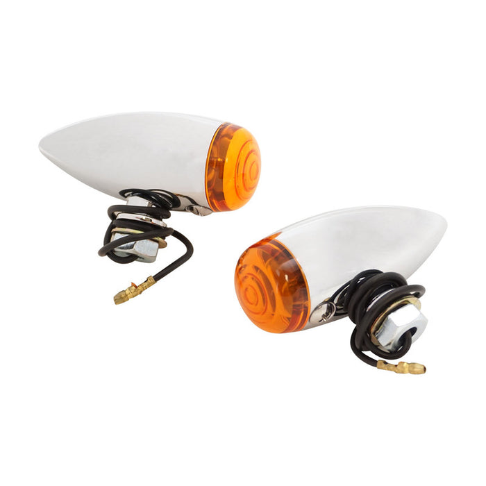 Attitude Inc Turn Signal, Retro Bullet Indicators, Chrome For Harley Custom, Pair - ATT-AS62210