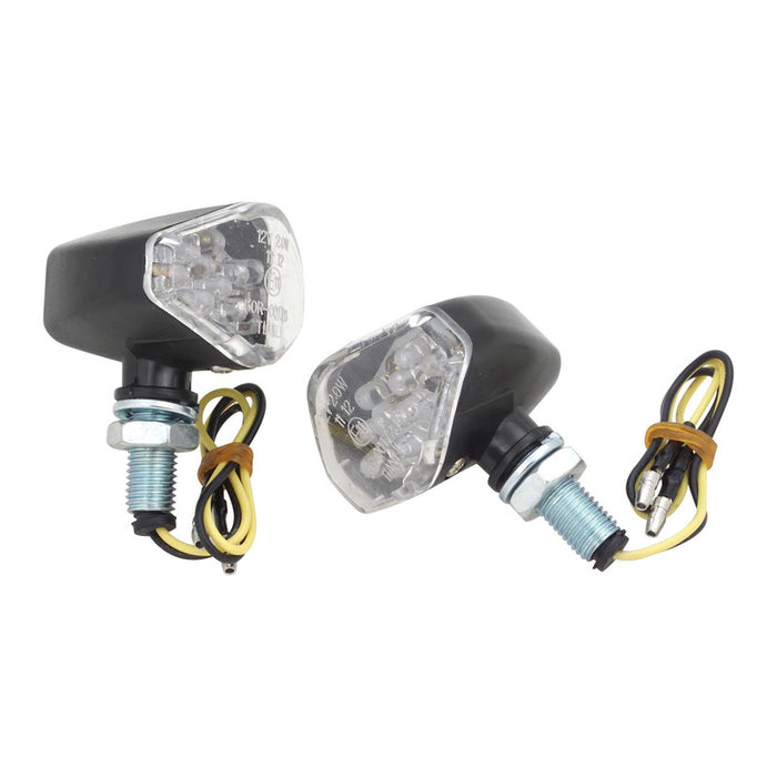 Attitude lnc Turn Signal Lights, Clear Indicators, LED, Plastic Body Black, For Harley Custom, Set - ATT-TL002