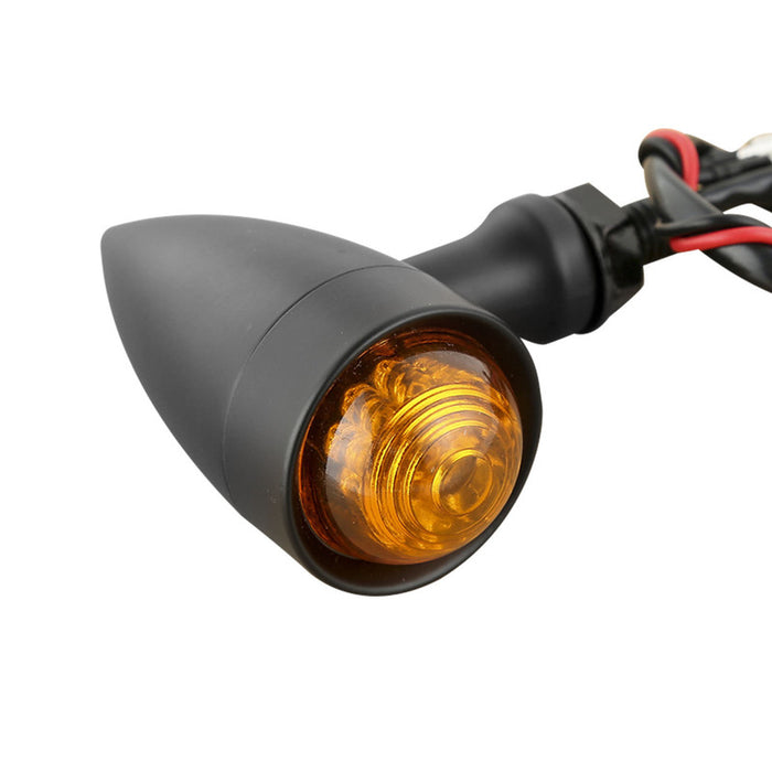 Attitude Inc Universal Turn Signal Indicator, Retro, LED, Billet Aluminium Black, For Harley Customs, Set - ATT-XF140602-B