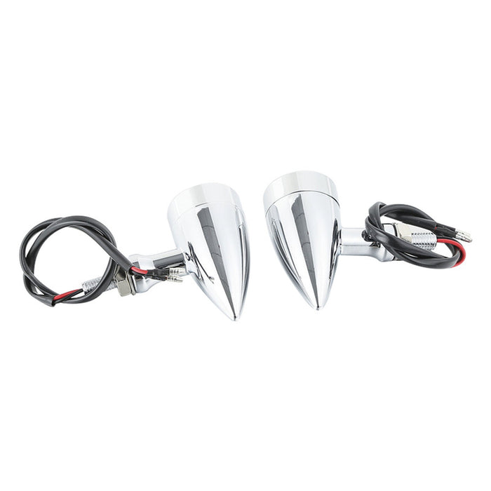 Attitude Inc Universal Turn Signal Indicator, Bullet Retro, LED, Billet Aluminium Chrome, For Harley Customs, Set - ATT-XF140602-E