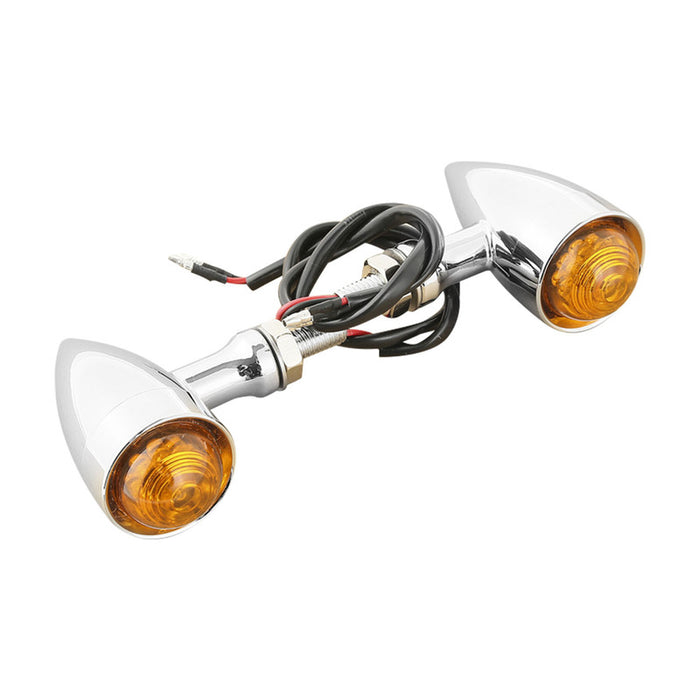 Attitude Inc Universal Turn Signal Indicator, Bullet Retro, LED, Billet Aluminium Chrome, For Harley Customs, Set - ATT-XF140602-E