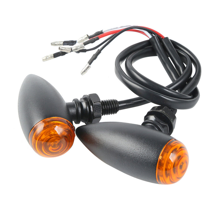 Attitude Inc Turn Signal Indicator, Bullet Retro, Aluminium Black, For Harley Customs, Set - ATT-XF140607-BC