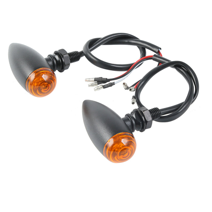 Attitude Inc Turn Signal Indicator, Bullet Retro, Aluminium Black, For Harley Customs, Set - ATT-XF140607-BC