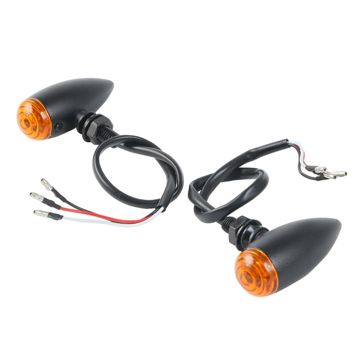 Attitude Inc Turn Signal Indicator, Bullet Retro, Aluminium Black, For Harley Customs, Set - ATT-XF140607-BC