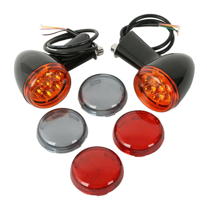 Attitude Inc Turn Signal Indicator Lights, Front, Black, For Harley Davidson Road Glide 15-20, Set - ATT-XF1406116-B