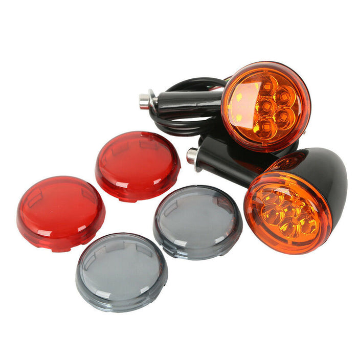 Attitude Inc Turn Signal Indicator Lights, Front, Black, For Harley Davidson Road Glide 15-20, Set - ATT-XF1406116-B