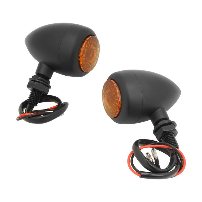 Attitude Inc Mini Bullet Universal Turn Signal Indicator Lights LED, Black, For Harley Models, Pair - ATT-XF140641