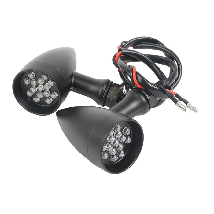 Attitude Inc Mini Bullet Universal Turn Signal Indicator Lights LED, Black, For Harley Models, Set - ATT-XF140659