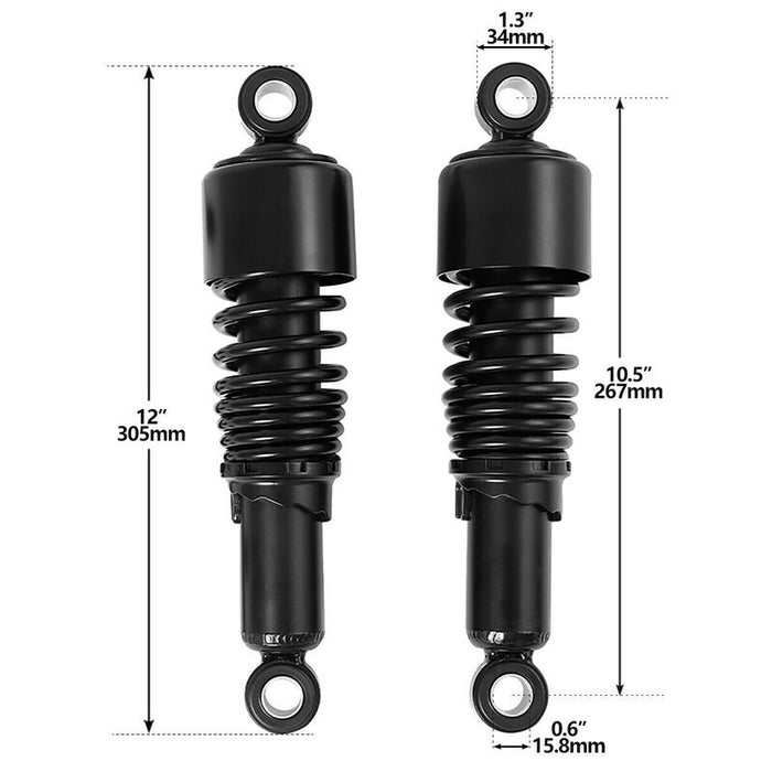 Attitude Inc Shocks, Lowering Heavy Duty Rear Premium Shocks Suspension, Black Adjustable, For Harley Sportster 04-12, Kit - ATT-XF2906C300-B